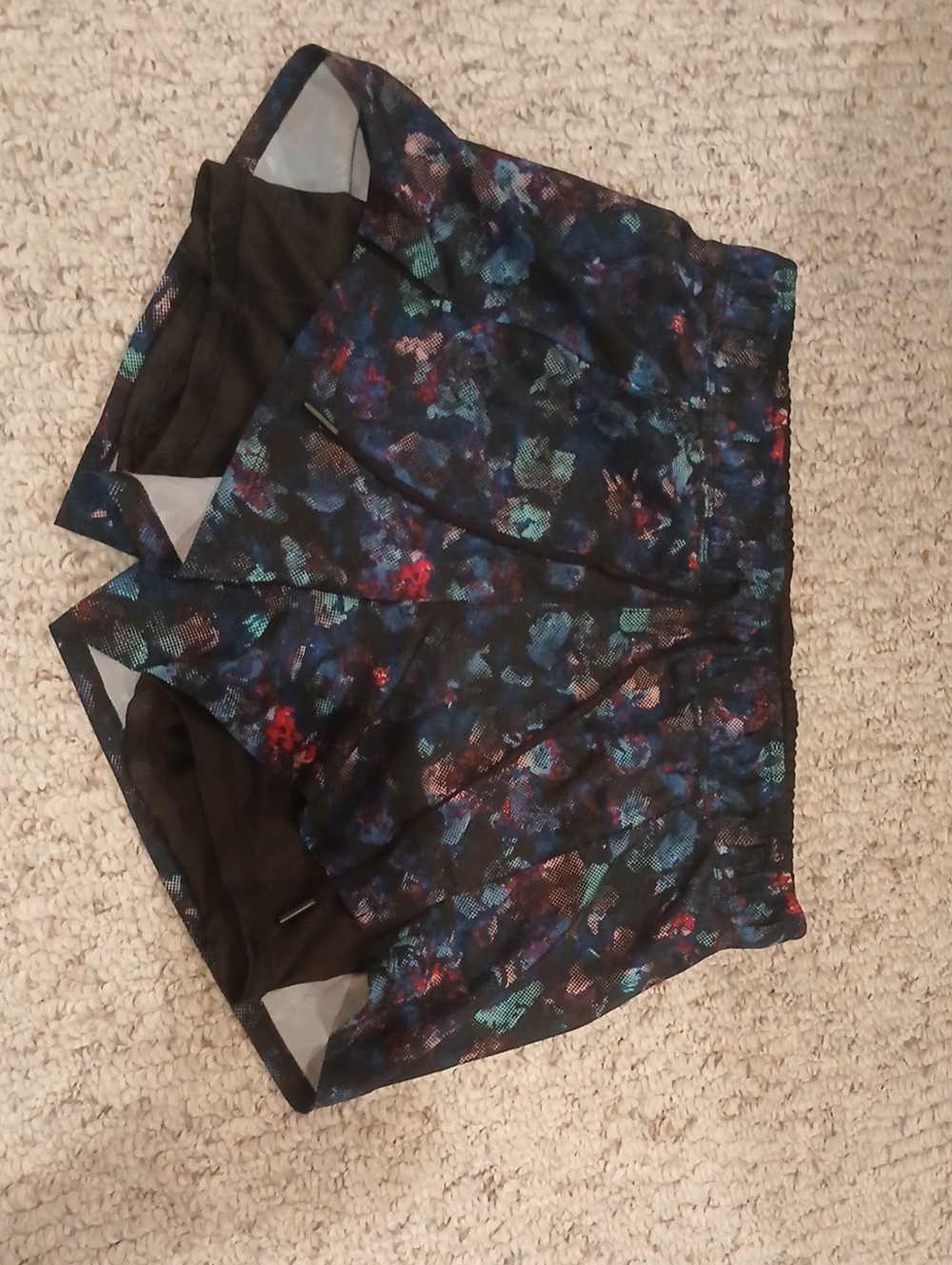 Women’s Black Floral Print Athletic Shorts